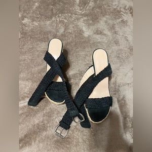 Stuart Weizman black espadrille wedges